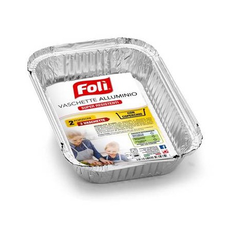 VASCHETTA ALLUMINIO C/COPERCHIO 2PORZIONI 3pz FOLI'