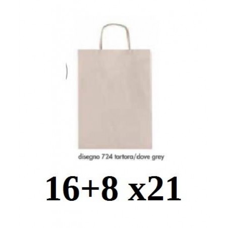 BORSA CARTA COLOR MIS.16+8x21cm TORTORA 724