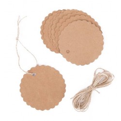 TAG CARTA KRAFT CON CORDINO IN JUTA TONDO ø6cm 20pz AVANA