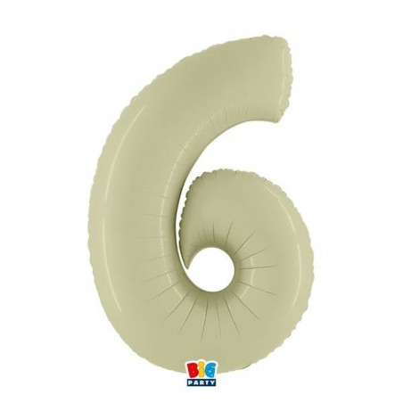 PALLONE NUMERO 6 MYLAR 102cm 40 VERDE OLIVA