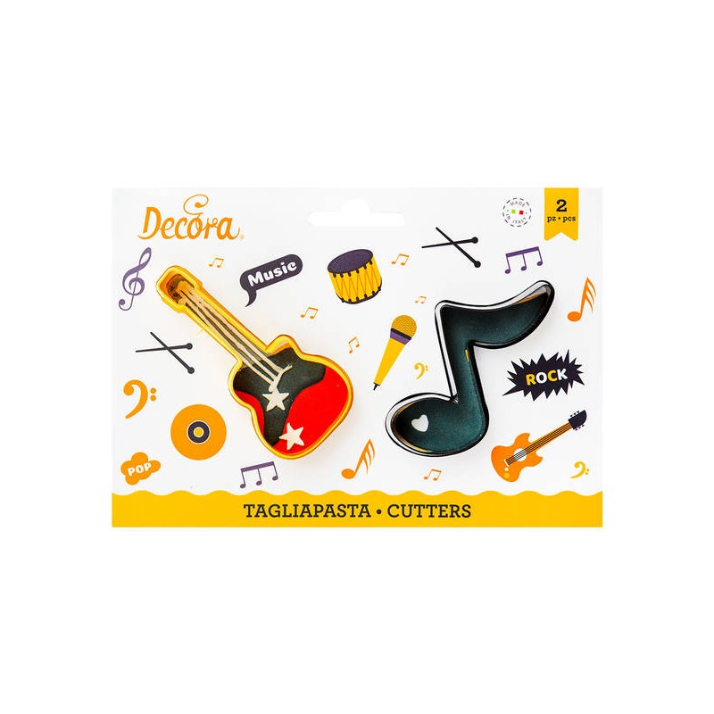 TAGLIAPASTA NOTA MUSICALE E CHITARRA PLASTICA SET 2pz