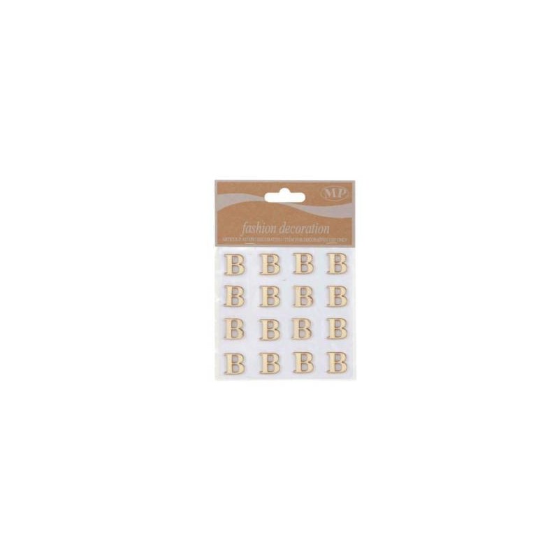 LETTERE 'B' IN LEGNO 10x10cm 16pz