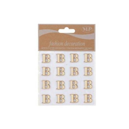LETTERE 'B' IN LEGNO 10x10cm 16pz