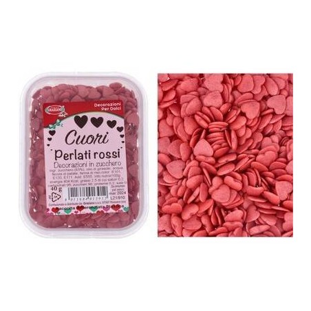CUORICINI PERLATI ZUCCHERO 40gr ROSSI