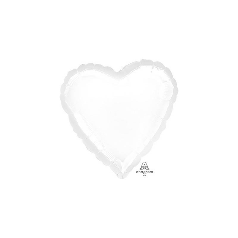 PALLONE MYLAR CUORE 17'' 42cm BIANCO