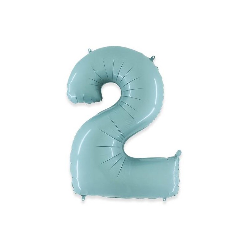 PALLONE NUMERO 2 MYLAR 102cm 40 CELESTE