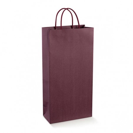 SHOPPER PORTA 2 BOTTIGLIE SKIN VINACCIA MANICO CORDA C/FONDO SEP. 19x9x38cm