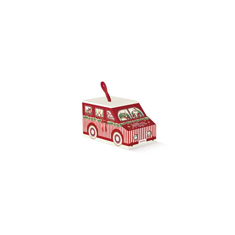 SCATOLA FURGONCINO C/CORDINI 8x4x4,5cm MARKET ROSSO