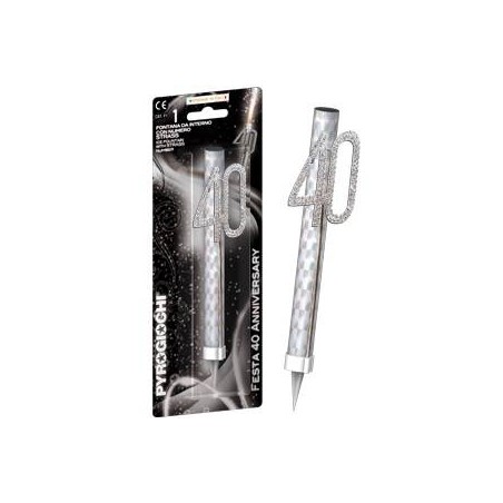CANDELOTTO TORTA 40 ANNI GLITTER ANNIVERSARY
