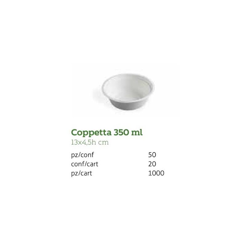 COPPETTA POLPA 350ml ø13x4,5cm BIO COMPOSTABILE 50pz