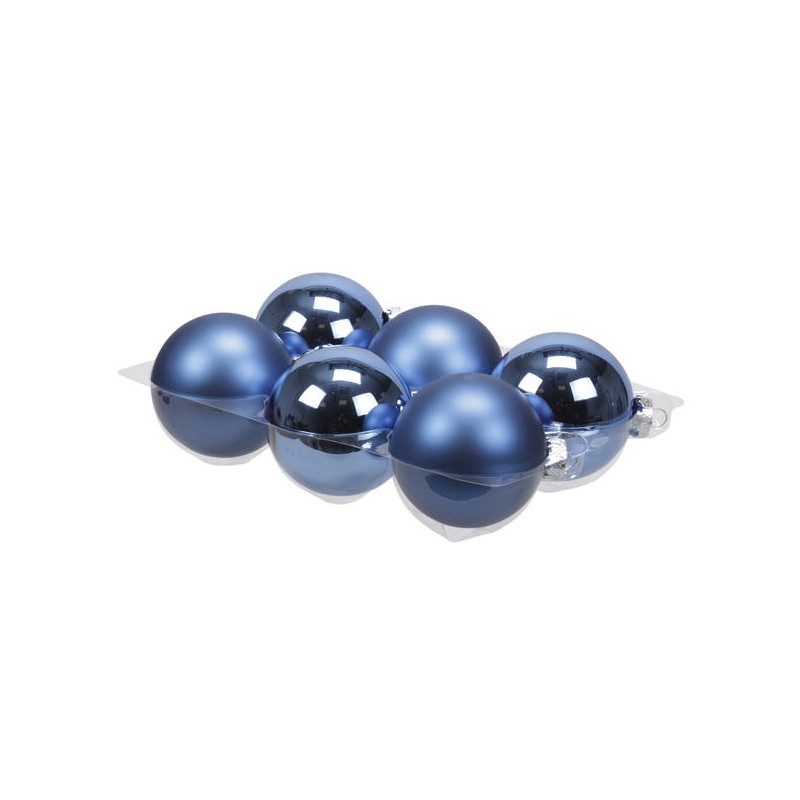 PALLINE VETRO ø80mm BLU MIX 6pz