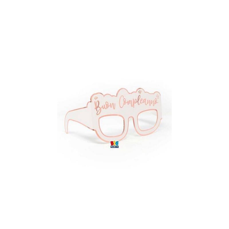 OCCHIALINI IN CARTA BUON COMPLEANNO ROSE GOLD 6pz