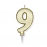 CANDELINA NUMERO 9 PLUMP ORO METAL 10cm