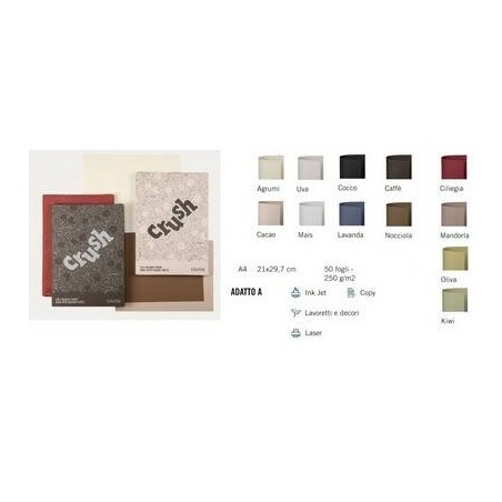 CARTA A4 CALLIGRAPHY CRUSH 250gr RISMA 50fg NOCCIOLA