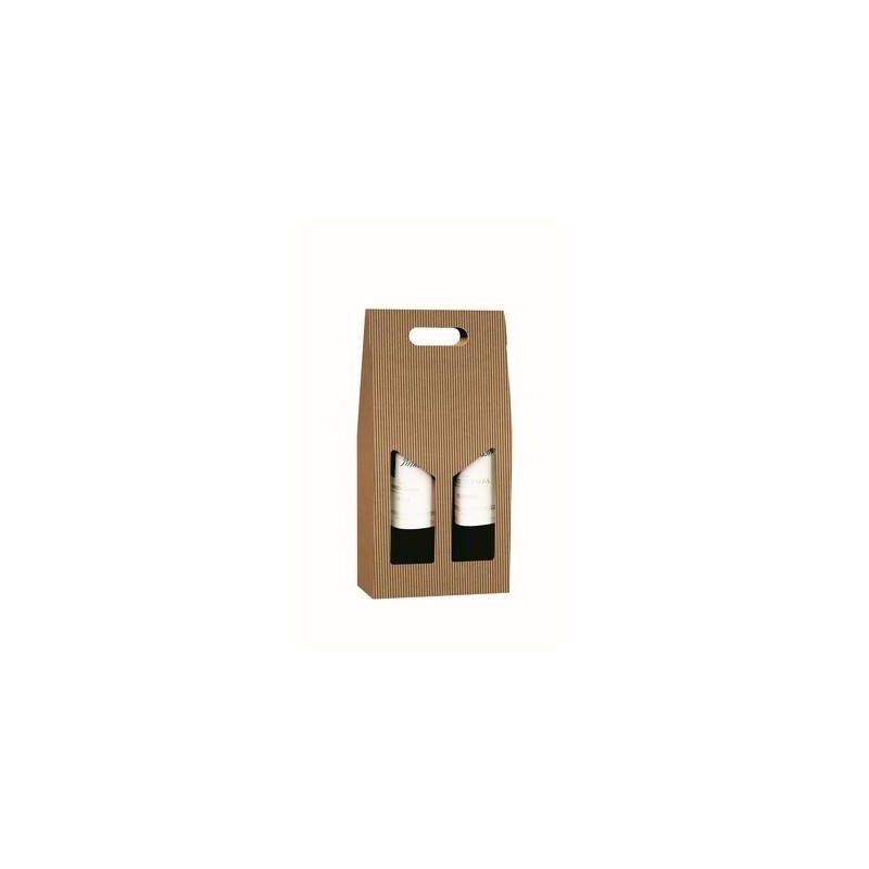 SCATOLA 2 BOTTIGLIE C/MAN.E FIN.18x9x38cm ONDA AVANA