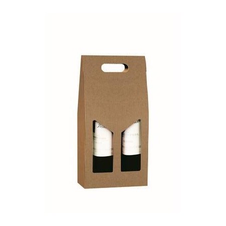 SCATOLA 2 BOTTIGLIE C/MAN.E FIN.18x9x38cm ONDA AVANA