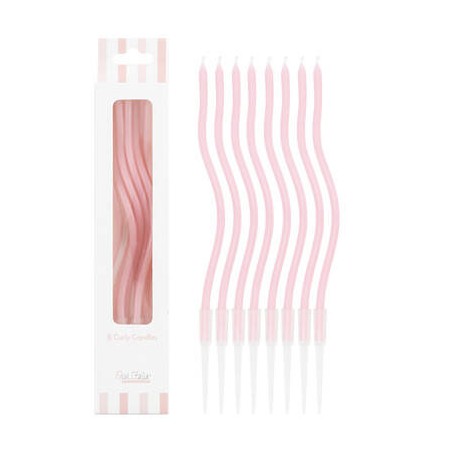 CANDELINE STELO CURLY 12,5cm ROSA 8pz