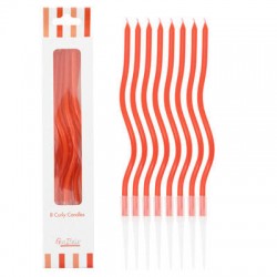 CANDELINE STELO CURLY 12,5cm ROSSO 8pz