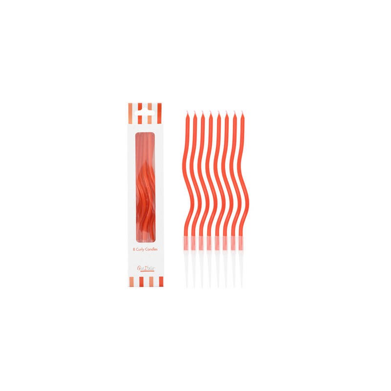 CANDELINE STELO CURLY 12,5cm ROSSO 8pz