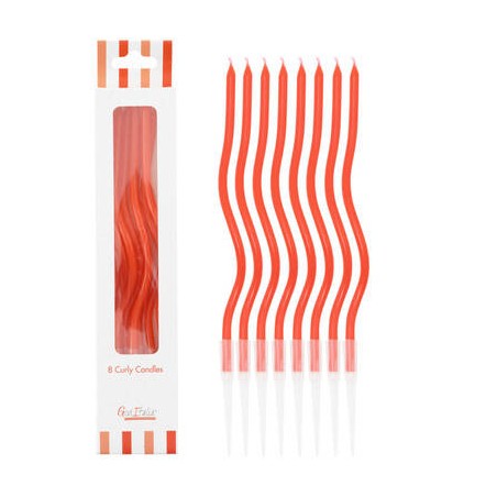 CANDELINE STELO CURLY 12,5cm ROSSO 8pz