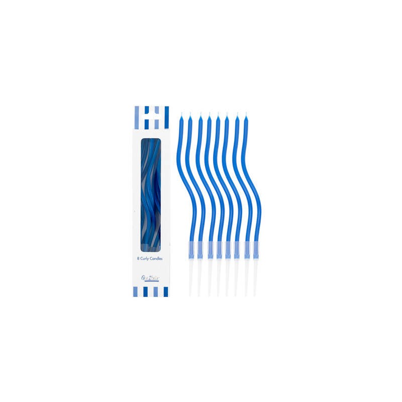 CANDELINE STELO CURLY 12,5cm BLU 8pz