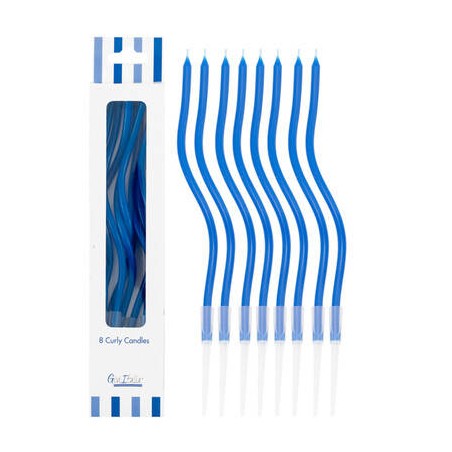 CANDELINE STELO CURLY 12,5cm BLU 8pz