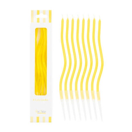 CANDELINE STELO CURLY 12,5cm GIALLO 8pz