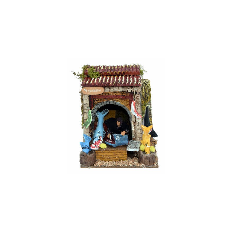 BOTTEGA PESCHERIA C/MOVIMENTO 17x17x21cm