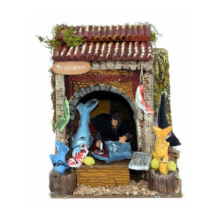 BOTTEGA PESCHERIA C/MOVIMENTO 17x17x21cm
