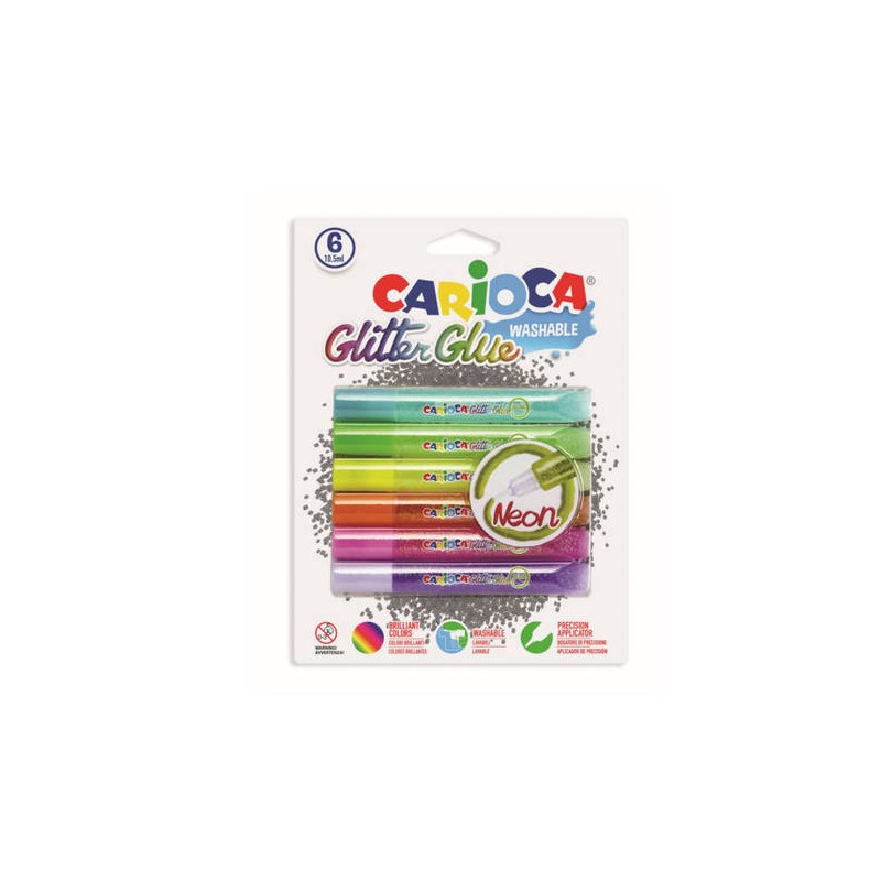 CARIOCA GLITTER GLUE FLUO 6pz
