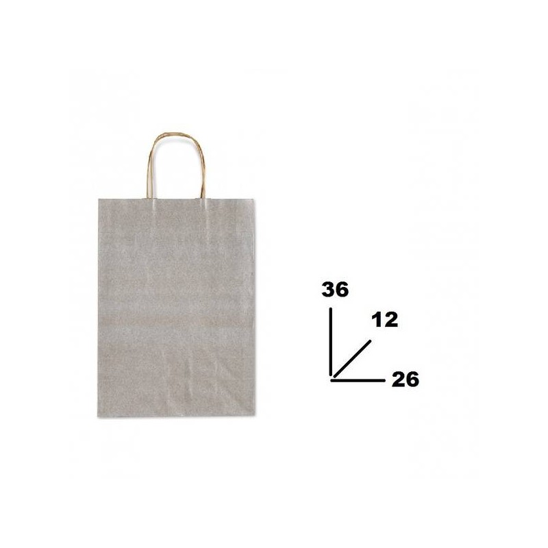 BORSA CARTA COLOR MIS.26+12x36cm ARGENTO 803