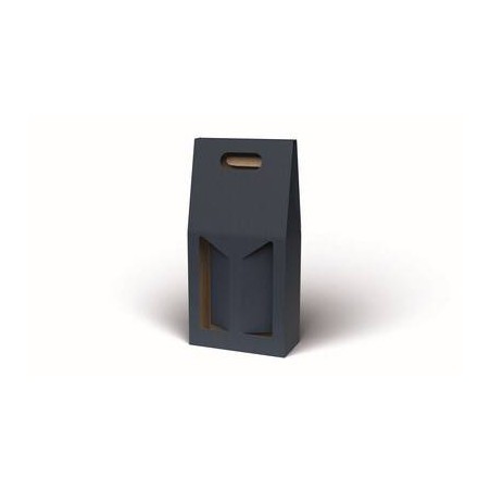SCATOLA 2 BOTTIGLIE C/MAN. E FIN. 18x9x38cm BLU LISCIA