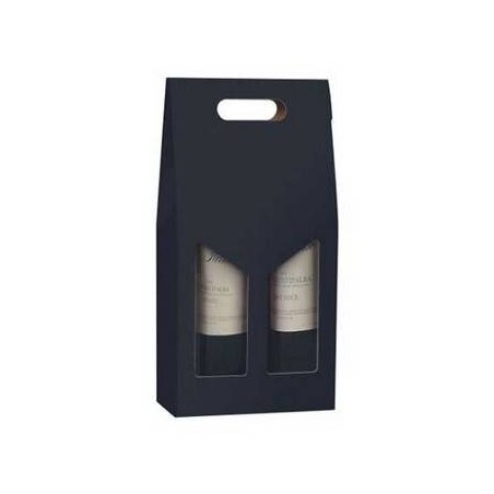 SCATOLA 2 BOTTIGLIE C/MAN. E FIN. 18x9x38cm NERO LISCIA
