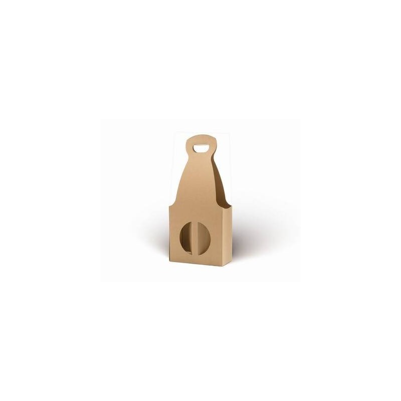SCATOLA PORTA 2 BOTTIGLIE C/MAN. E FIN.20,5x10,5x45,5cm AVANA LISCIA
