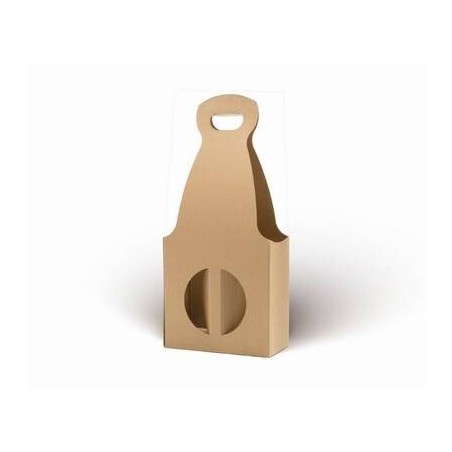 SCATOLA PORTA 2 BOTTIGLIE C/MAN. E FIN.20,5x10,5x45,5cm AVANA LISCIA