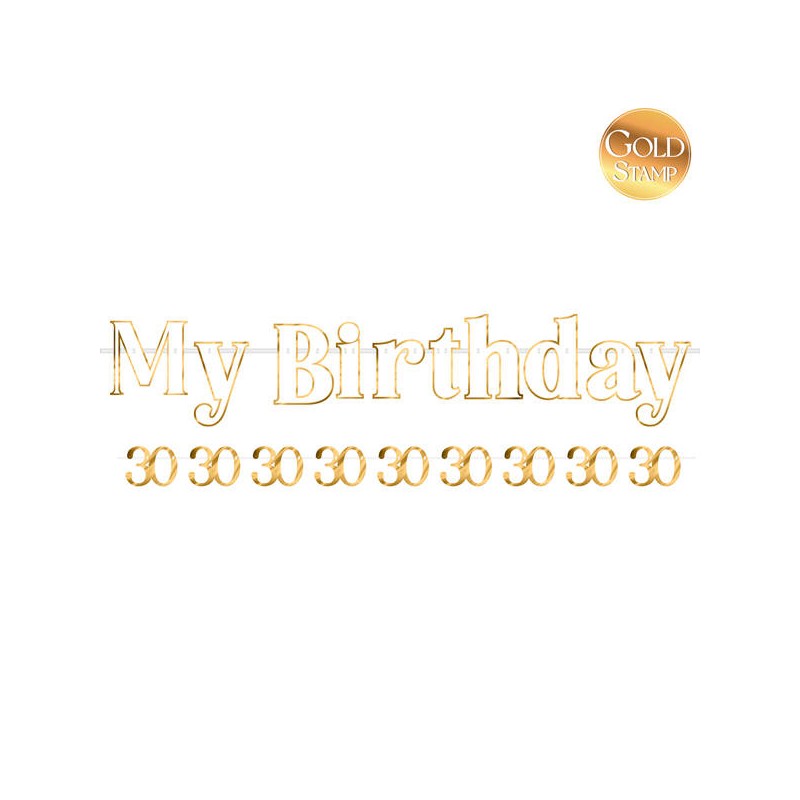 FESTONE HAPPY BIRTHDAY 30 BIANCO/ORO 110cm 90cm