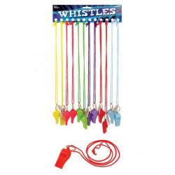FISCHIETTI IN PLASTICA COLORI ASSORTITI 5,5cm 12pz