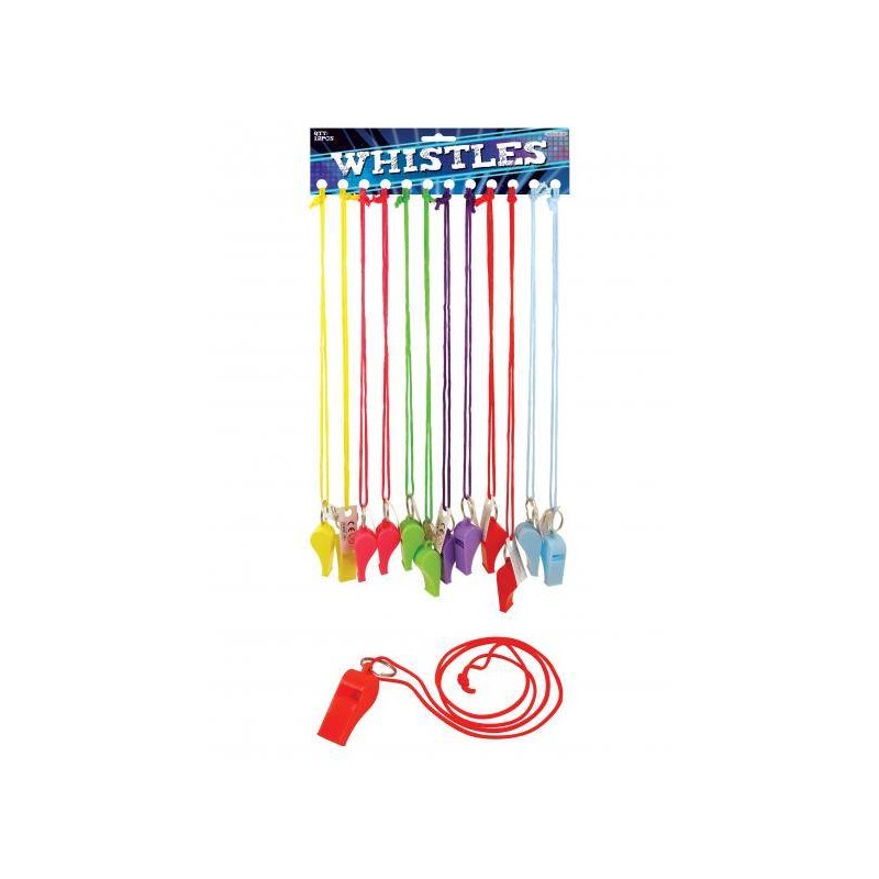 FISCHIETTI IN PLASTICA COLORI ASSORTITI 5,5cm 12pz