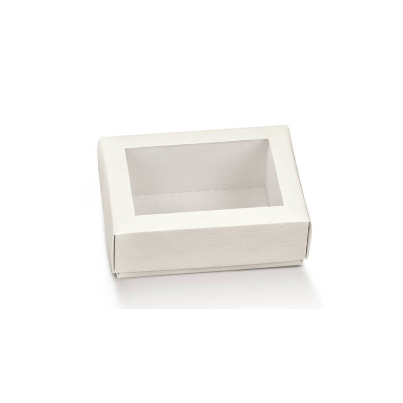 SCATOLA QUADRATA + COP C/FIN 10x10x4cm FIBRA BIANCO 10pz