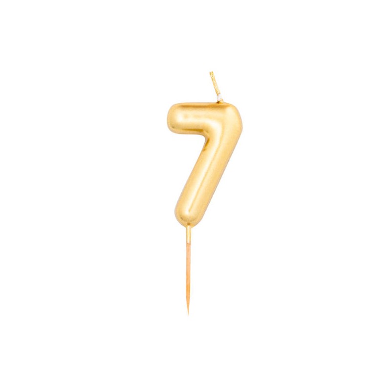 CANDELINA NUMERO 7 METAL ORO 8cm