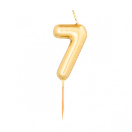 CANDELINA NUMERO 7 METAL ORO 8cm