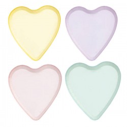 PIATTI 17x18cm CANDY HEARTS 4 COL.PASTELLO 8pz