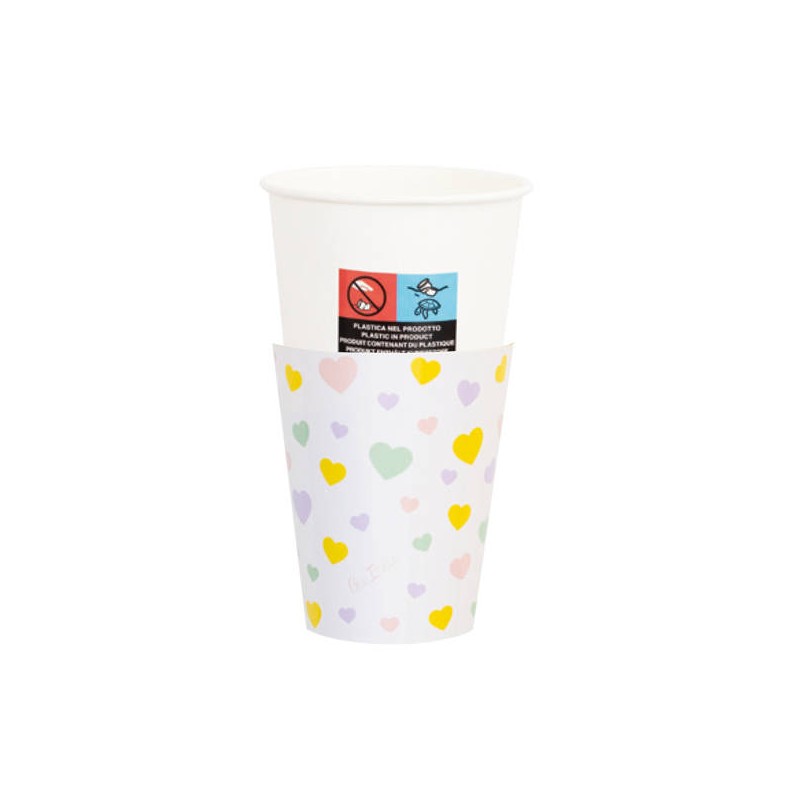 BICCHIERI 250cc E8 COVER CANDY HEARTS 8pz