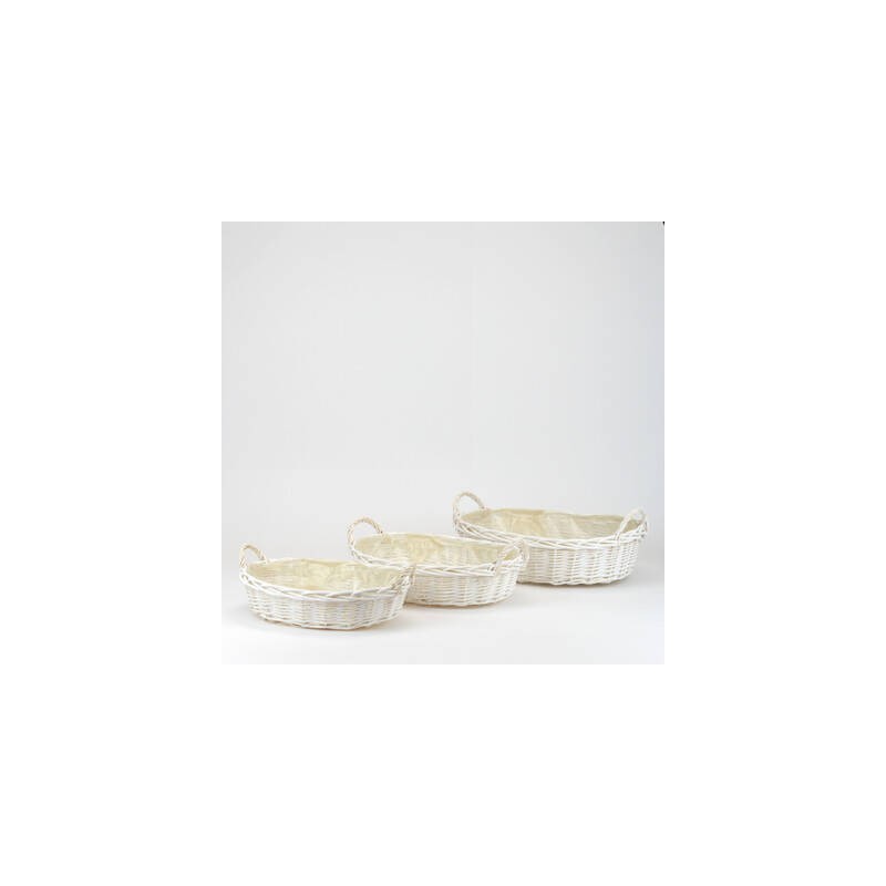 CESTO VIMINI BIANCO OVALE C/MANICI LATERALI ø45x31x12cm 2/3