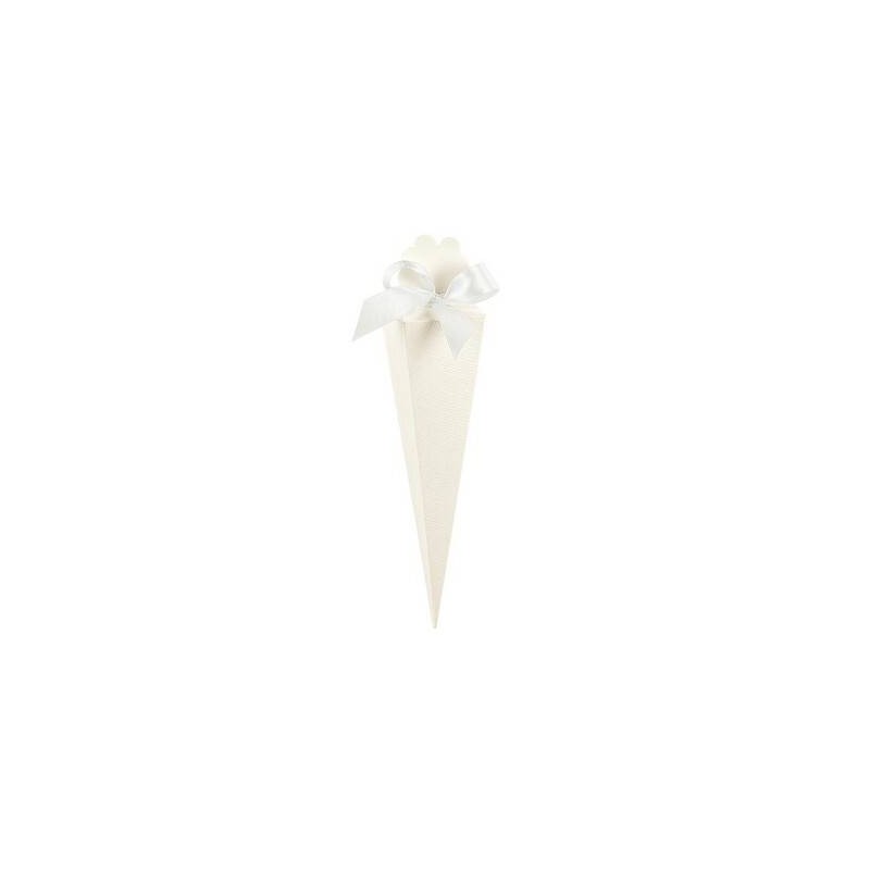 SCATOLA CONO QUADRATO SETA BIANCO 10pz