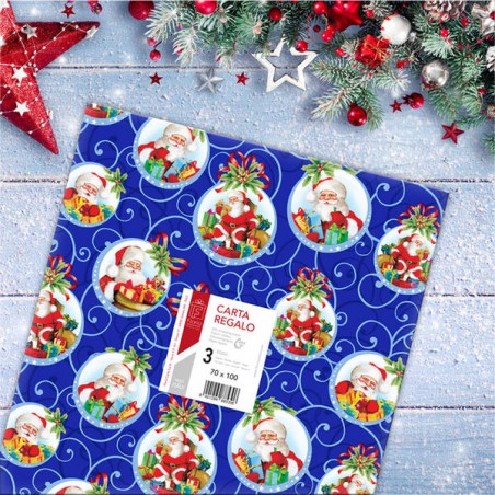 CARTA REGALO 70x100cm 3 FOGLI ASS. NATALE FLO