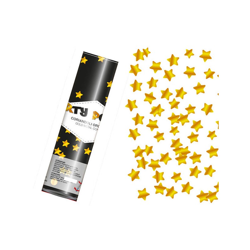 CANNONE SPARACORIANDOLI FOIL STELLE ORO 20cm