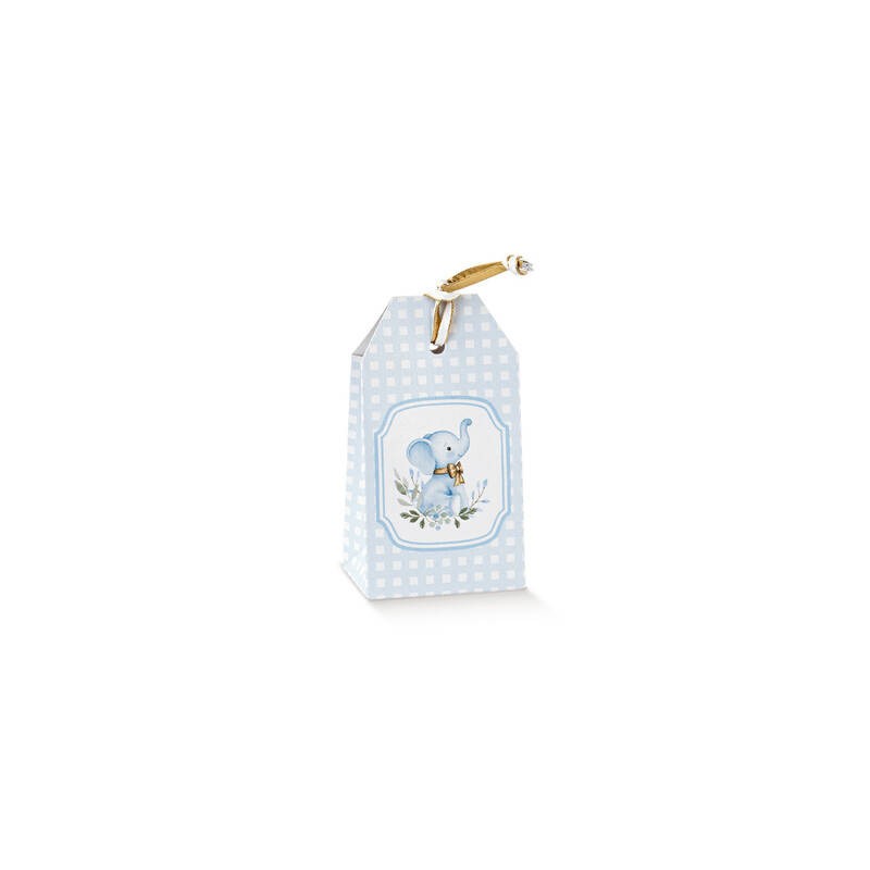 SCATOLA TAG 5,5x3x5x10cm ELEFANTINO AZZURRO 10pz