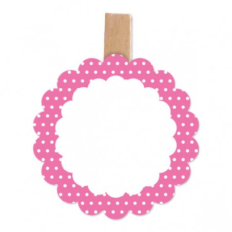 SEGNAPOSTO C/MOLLETTA POIS FUXIA 6pz