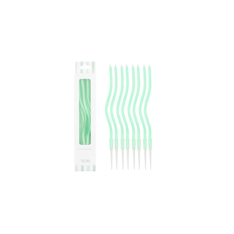CANDELINE STELO CURLY 12,5cm MENTA 8pz
